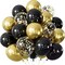 Edge Collections -12"-Festive Black and Gold Confetti Balloons-50 pcs